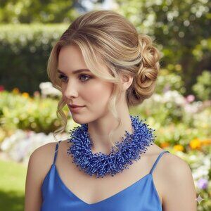 Funky Blue Beaded Necklace